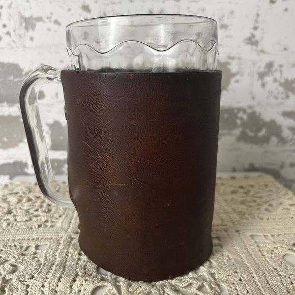 Vtg Noymer Beer Mugs Leather Covers Snap On EPluribus Unum America Eagle Barware - Picture 14 of 16
